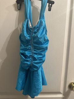 Turquoise Figure Skating Dress With Rhinestones
