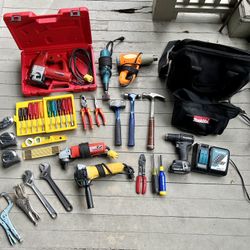 HUGE LOT of Tools—Vintage Milwaukee, Makita, DeWalt, Proto, Starrett—Jigsaw, Drill, Angle Grinder, Bandfile, etc.