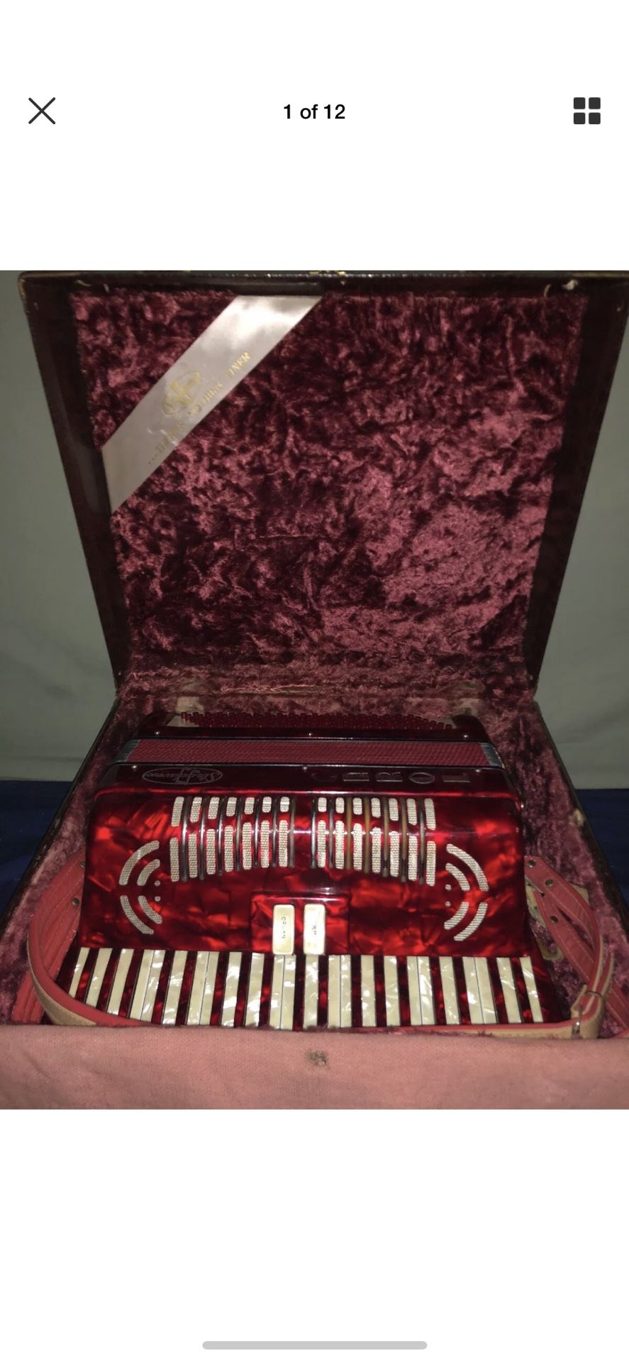1960’s Stradavox Piano Accordion 41/120 Beautiful Red Mother Of Pearl Keys