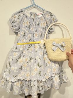 Light Blue Easter Flower Dress Size 4T Never Worn Or Used 