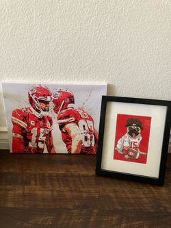 Kansas City chiefs Patrick mahomes canvas and dog phot