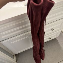 Maroon high Thigh Boots 71/2
