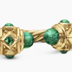 Authentic David Yurman RENAISSANCE® RING 18K Yellow Gold with Emeralds, 2.3mm