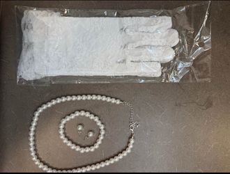 Lace Gloves and Pearl jewelry.