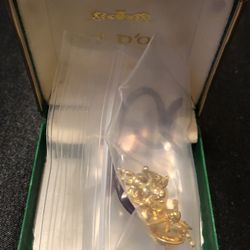 RARE 2 Gold With Emerald Clover Angel Pins