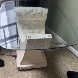 Matching Set Of 2 Glass And Stone End Tables