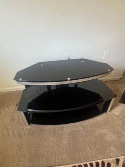 3-Tier Black Glass TV Stand