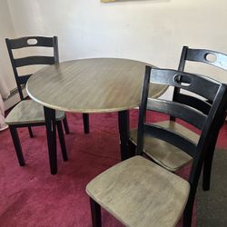 Wooden Dining Table And 3 Dining Chairs