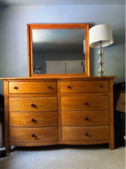 Solid wood dresser and  mirror