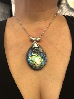 Abalone pendant sterling silver plated