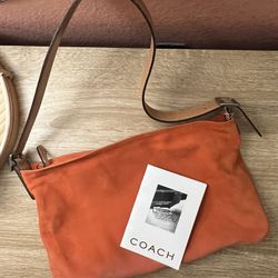 Coach Suede Orange Shoulder Bag 