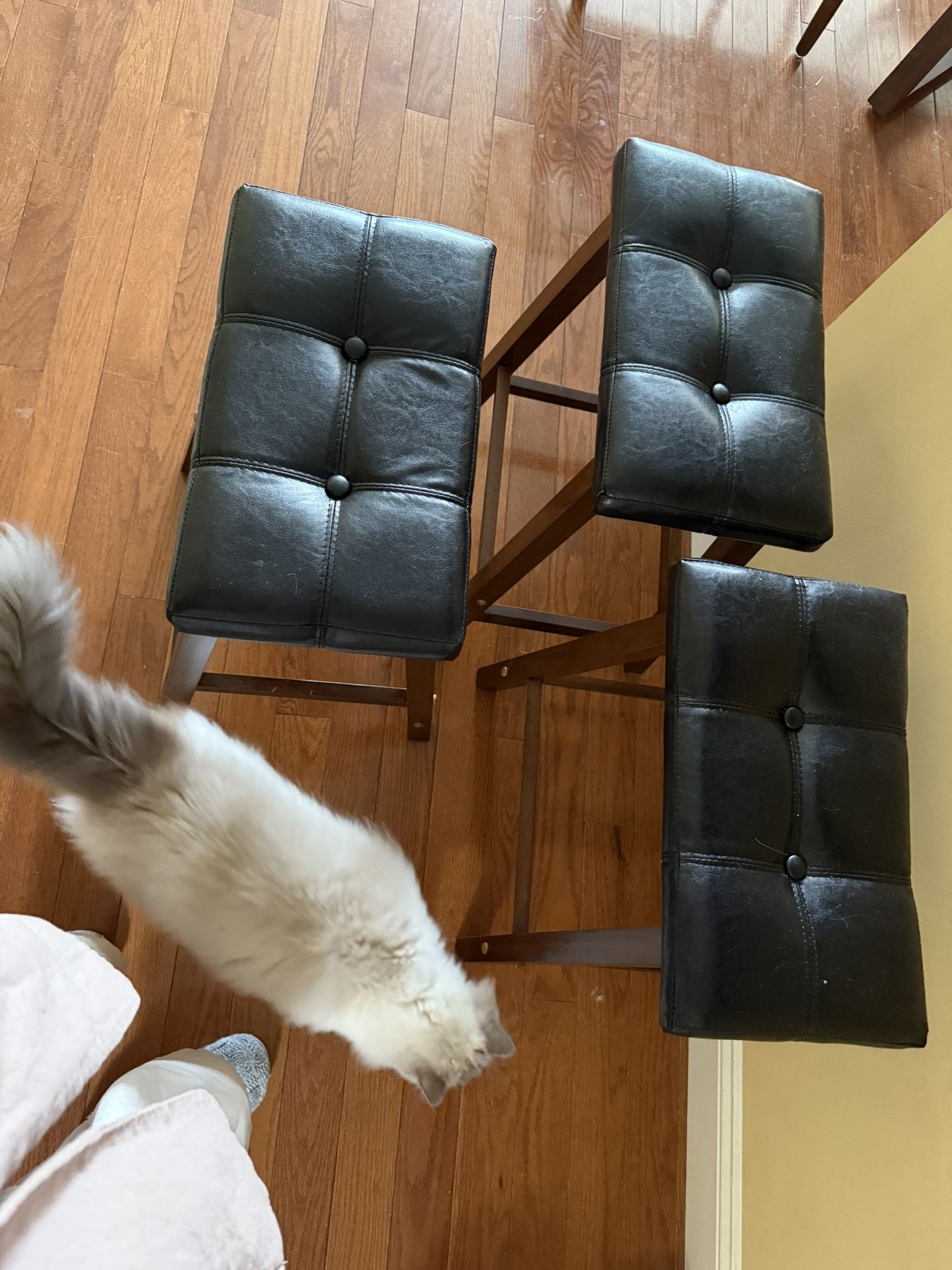 3 Faux Leather Bar Stools