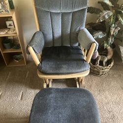 Blue Glider Chair with Ottoman