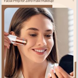 3-3 Facial Hair Removal for Women: Painless Rechargeable Face Shaver Electric Hair Remover Device for Peach Fuzz Upper Lip Chin (White)