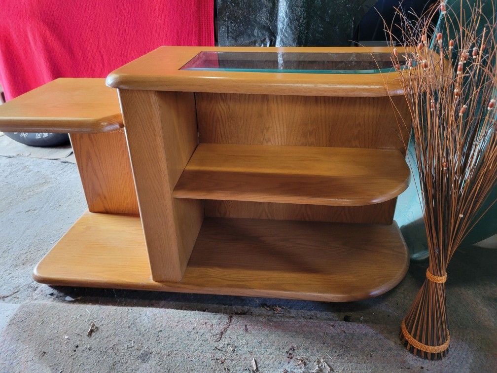 Wood Console Table with Glass Top Insert