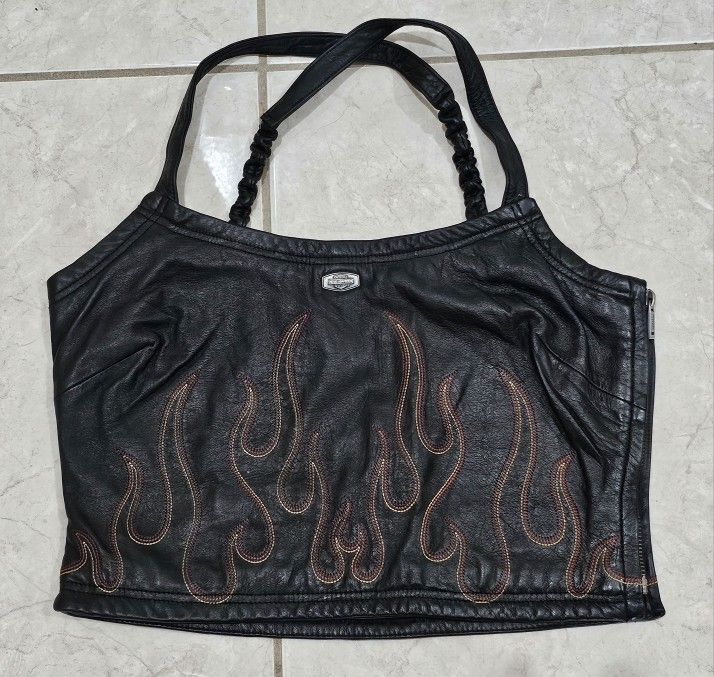 Harley Davidson Leather Halter Top