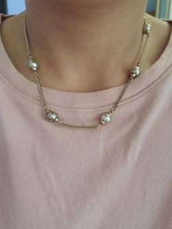Vintage 12KT GF Faux Pearl Necklace 16.25” Gold Filled Beaded Chain Elegant