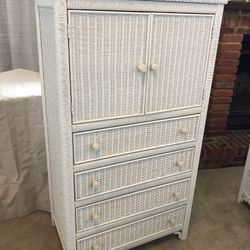 Wicker Tall Chest  W Storage At Top For Sweaters , Blankets Etc