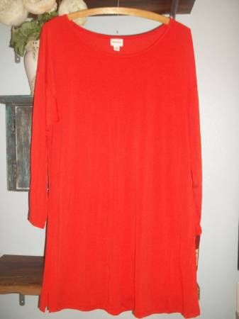 NWT Womens Size Large Hot Orange Stretch Tunic Top/Mini Dress Too