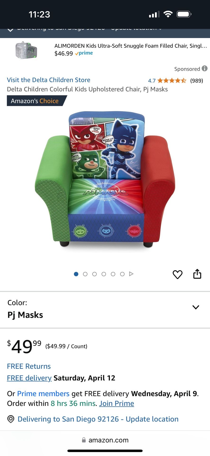 Kids Chair - Delta Children Colorful Kids Upholstered Chair, Pj Masks