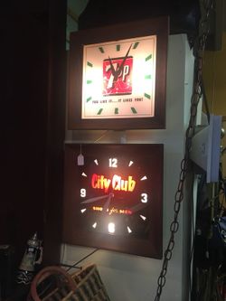 7-Up advertising clock and City club shoes