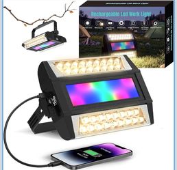 380W 38000mAh RGB Rechargeable LED Work Light Portable LED Flood Light 38000LM Multi-modes 90° adjustable foldable stand IP66 Perfect for camping, moo