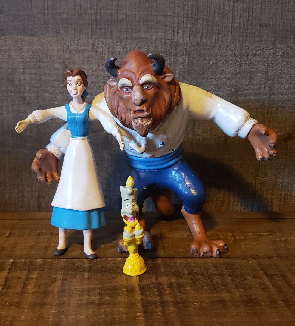 Vintage Beauty and the Beast rubber figures by Just Toys