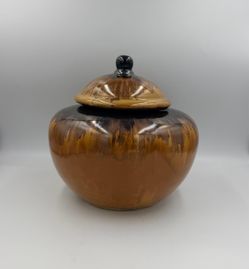 Ceramic Lidded Jar with Drip Glaze