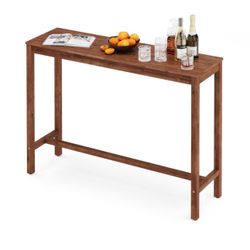 53 in. Teak Standard Rectangle Solid Acacia Wood Console Table Entryway Table Narrow Hall Table Sofa Table