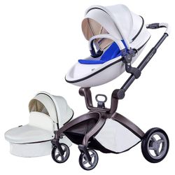 Hot Mom 360 Baby Stroller With Bassinet - Luxury - White 