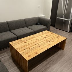 Modern Solid Cedar Hand Made Waterfall Coffee Table