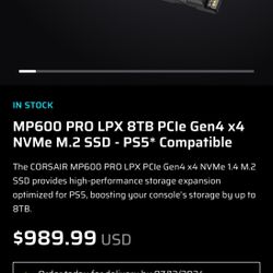 8tb CORSAIR MB600 PRO LXP GEN 4 SSD 8tb