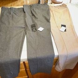 Three NEW Pair Mens Nordstroms Casual Dress Pants Non Iron 38 / 32 