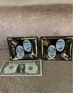 Vintage Art Glass John F Kennedy and Robert F Kennedy Ash Tray or Trinket Dish