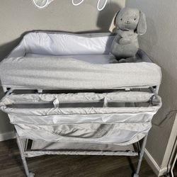 Diaper Changing Table Pad Topper, Mobile Nursery Organizer Grey) Diaper Changing