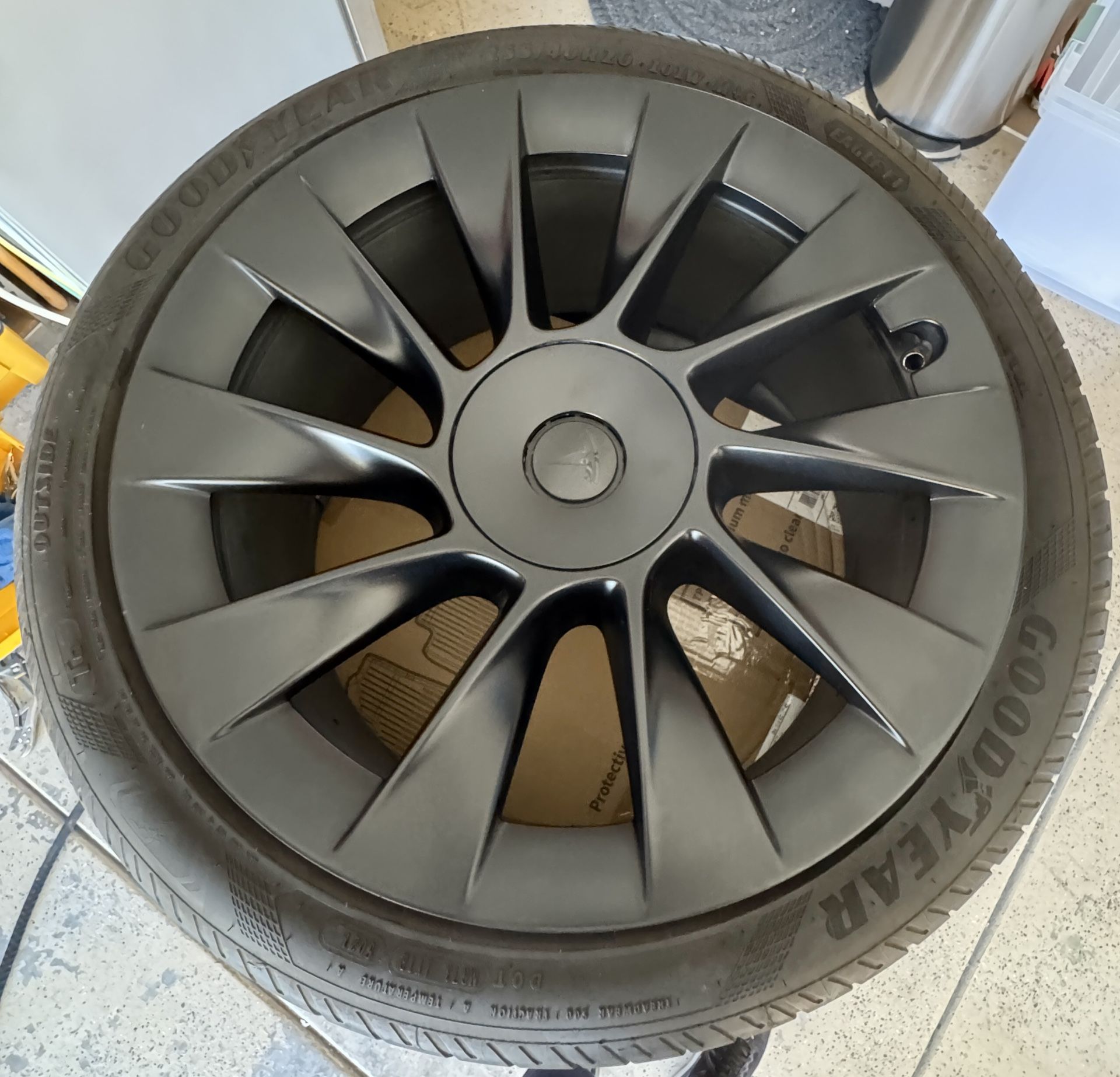 Tesla Model Y Wheels with Goodyear Tires – 20” Satin Black