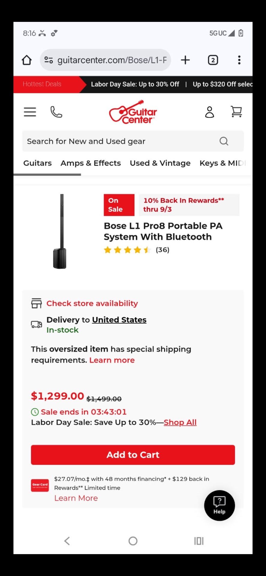 Bose L1 Pro 8 Portable PA With Bluetooth