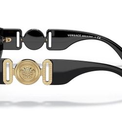 VERSACE VE4361 GB1/87 Medusa Biggie Black Gold Grey Lens Sunglasses Authentic