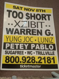 Original Concert Poster - Too Short, Xzibit, Warren G, Luniz, WC, Petey Pablo