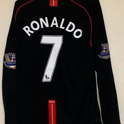 Ronaldo Manchester United Black Jersey Long Sleeve Epl Patches 