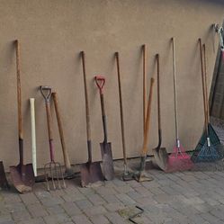 Landscape tools shovels rakes presser trimmer