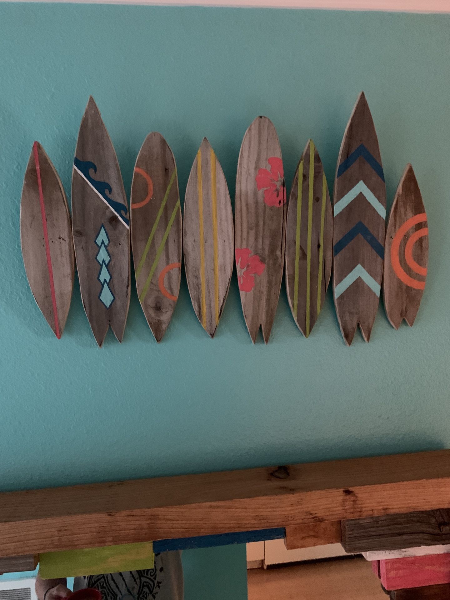 Custom surfboard wall accent 🏄🏽‍♀️🌊☀️🌴🌺