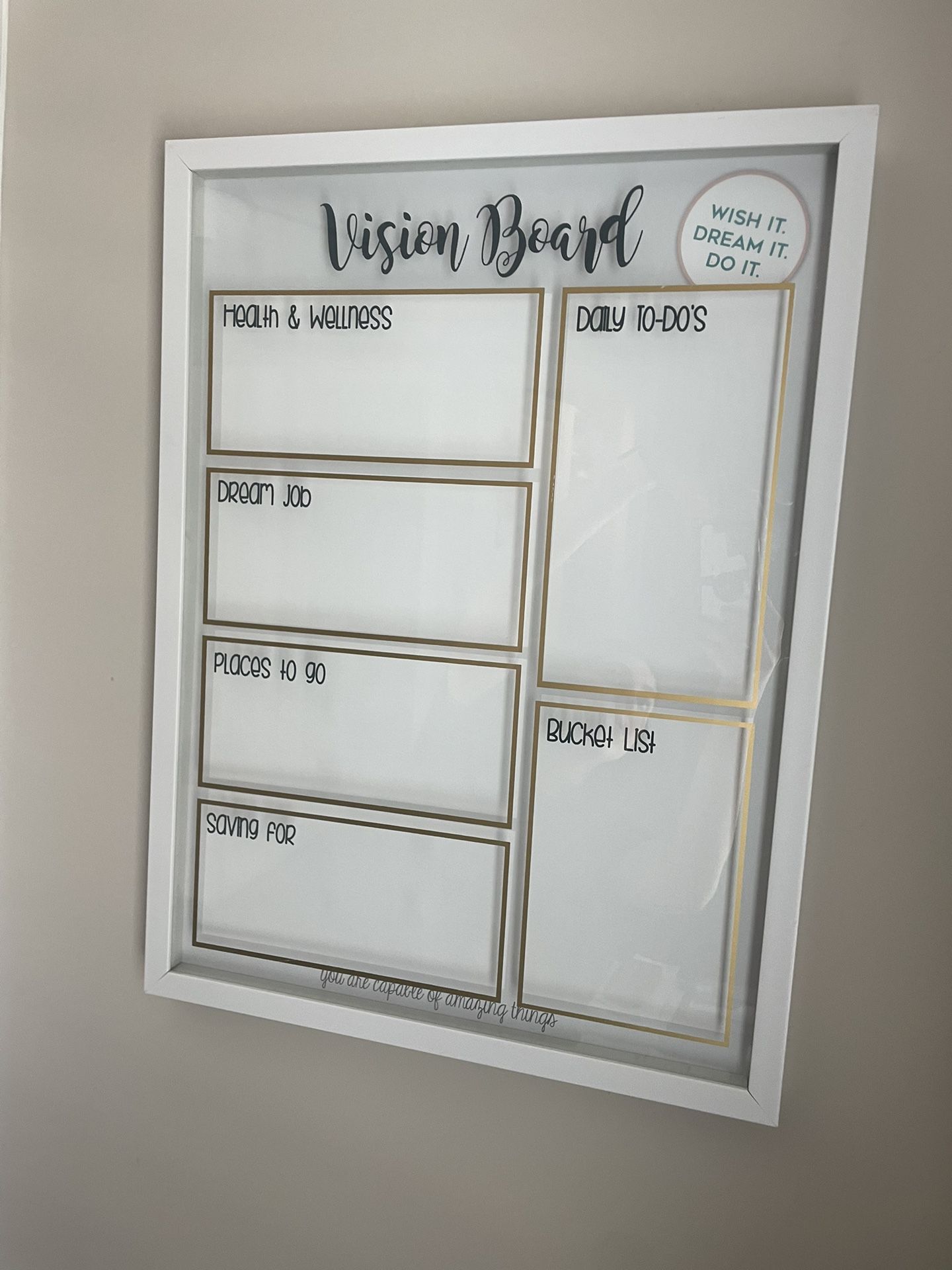 Buy Dry Erase Vision Board - Framed Dream Vision Board Wall