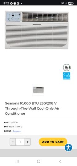 SEASONS 10,000 BTU 230/208Volt  Through-the-Wall  COOL-ONLY Air Conditioner 