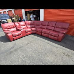 Red Faux Leather Couch