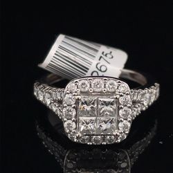 10KT White Gold Halo Diamond Ring 4.30g 1.2CTW Size 7 142675/11