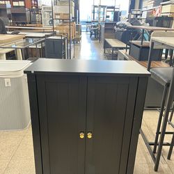 VASAGLE Floor Storage Cabinet Freestanding Unit w/ 2 Adjustable Shelves - Black