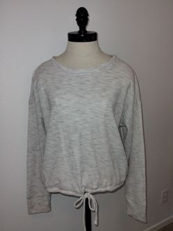 Hippie Rose Gray Waffle Long Sleeve Cropped Shirt Size Large
