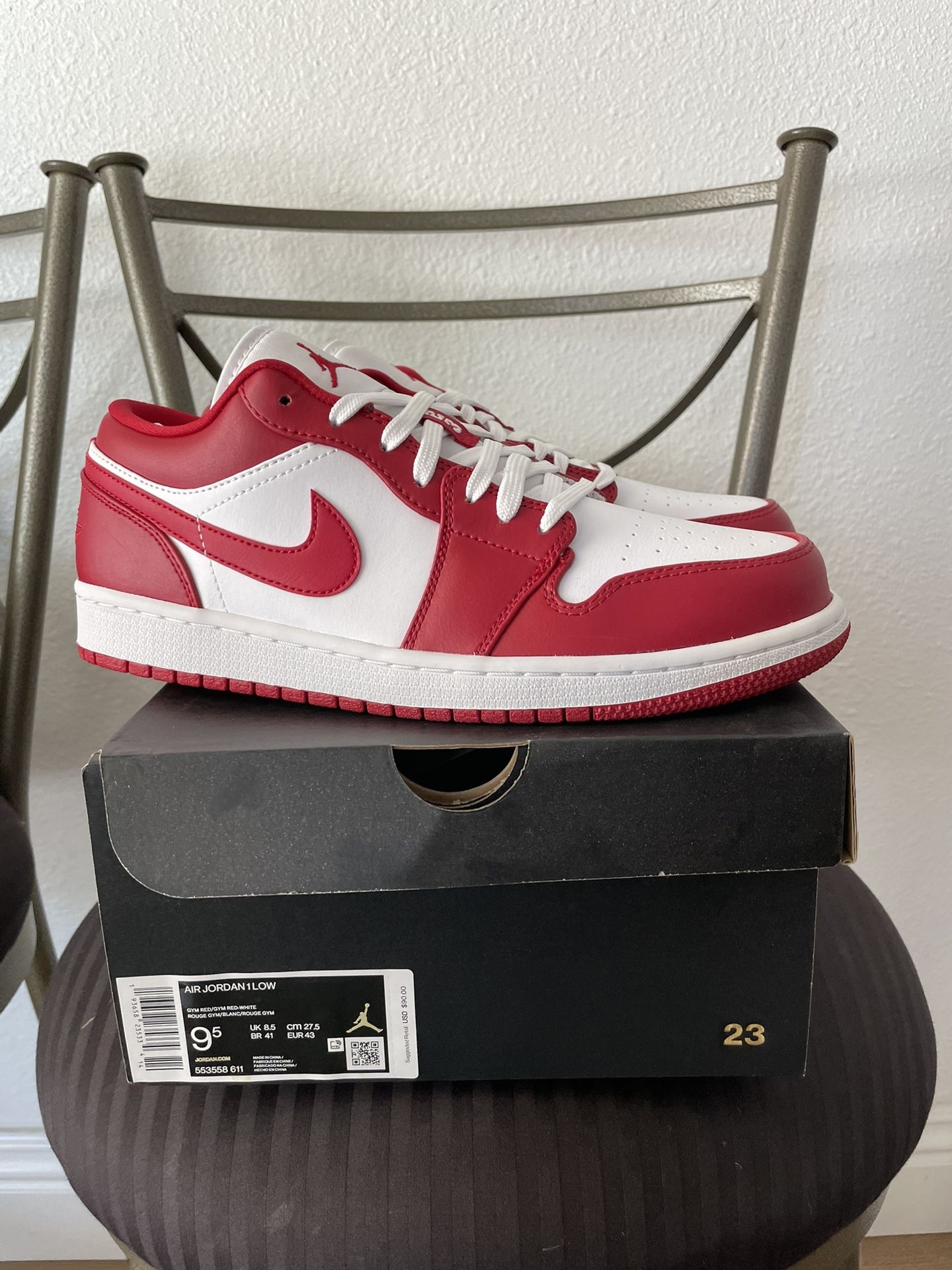 NEW Nike Jordan 1 Low Gym Red White