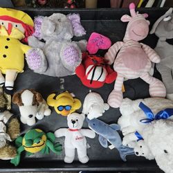 Lot Of 13 Stuffed Animals Jesus Bear Devil Bear Matilda Giraffe Angel Bear St Jude Bear